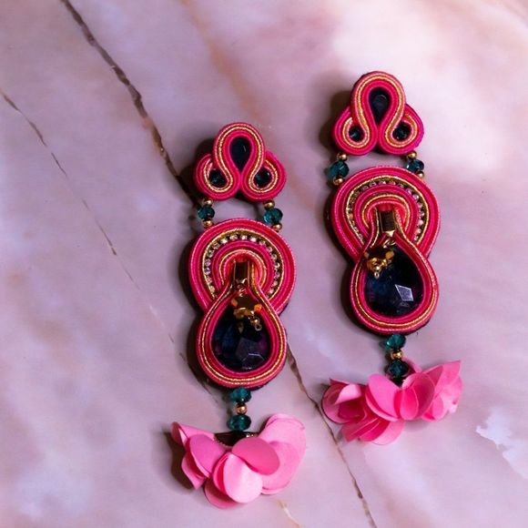 Jewelry - Flamingo Soutache earrings